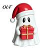 Versatile Holiday Party Supplies Christmas Ghost Resin Figurine, Cute with Santa Hat Holding Gift Box Modern Minimalist Decor & Tree, Tabletop