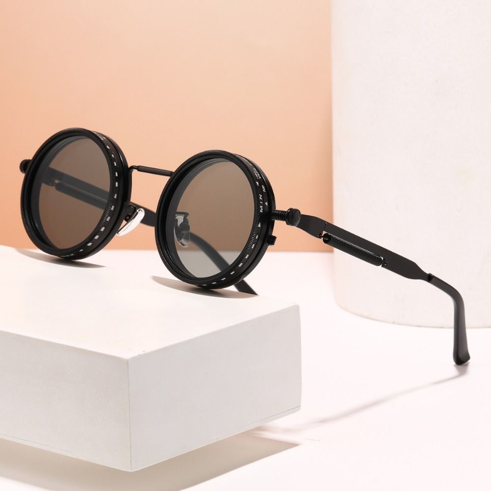 Round Anti-UV Sunglasses 9 Level Dimming Anti-UV Glasses Clarity Fishing Sunglasses  Fishing