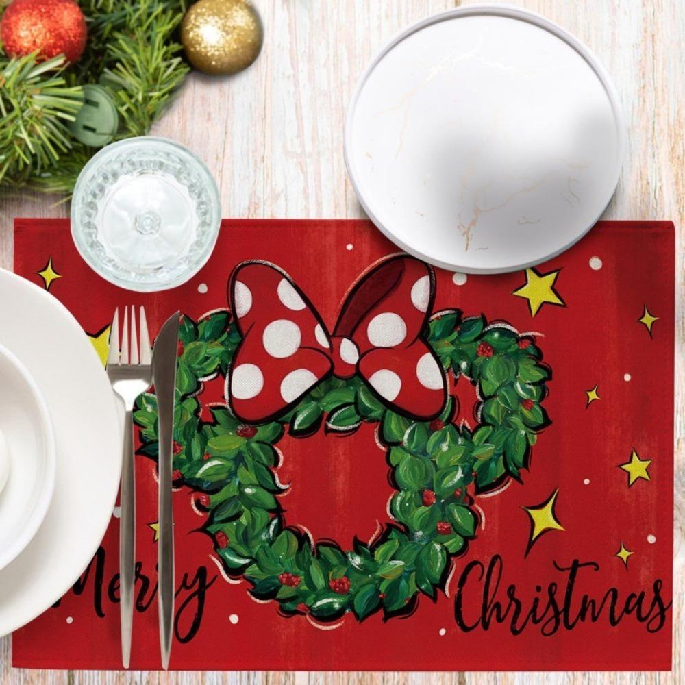 4pcs Non Slip Table Mat Rectangular Tableware Pad Household Christmas Placemat  Festival