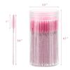 100 Pcs Disposable Mascara Wands & Crystal Eyebrow Spoolies Brush for Eyelash Extensions Pink Lash Brushes Container