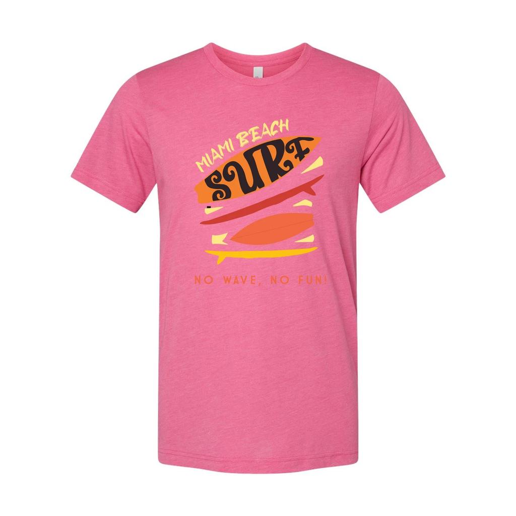 Miami Beach Surf Grafik T-Shirt Unisex Kein Wellengang Kein Spaß Surfbrett Druck Mit Retro Co