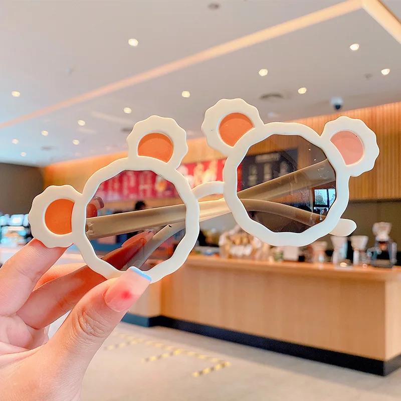 New Children Cute Little Bear Sunglasses Girls' Fashion Circle Sun Glasses Cute Baby Outdoor Sunshade Eyewear Uv400