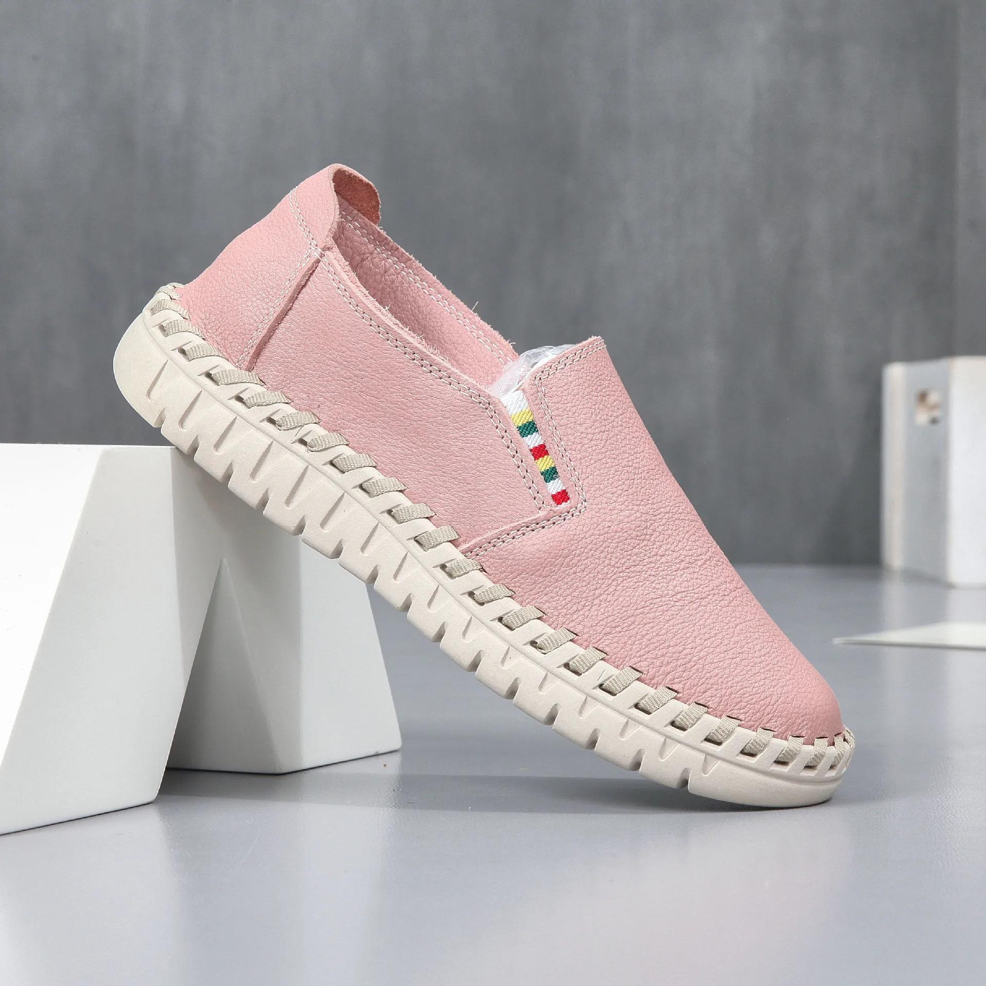 

Женские туфли из коровьей кожи белого цвета, новинка лета, повседневные туфли Lefu с плоской подошвой, дышащая мягкая подошва, мягкий верх, женские туфли Bean 40