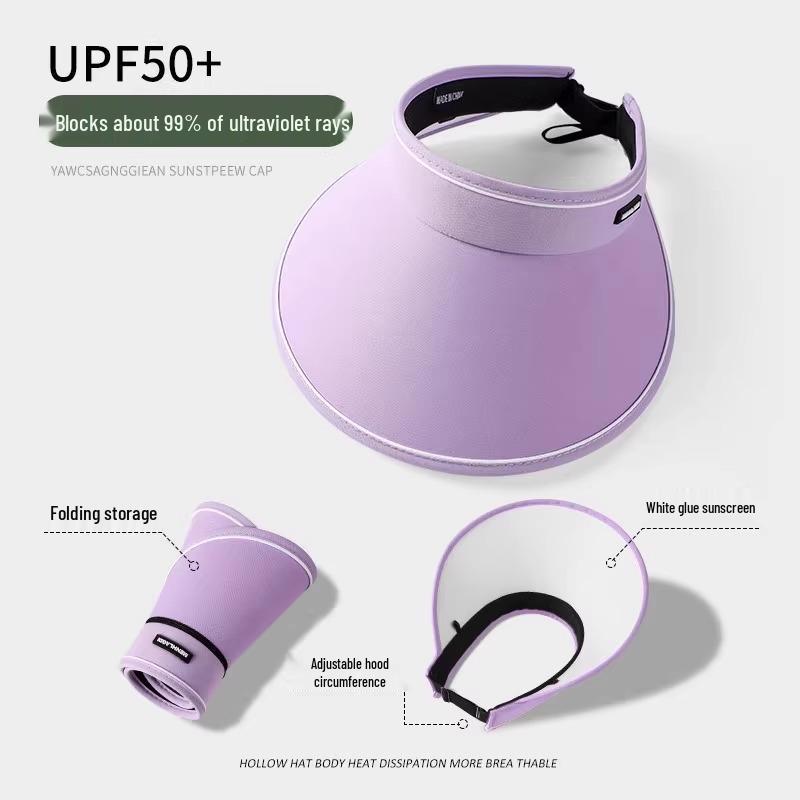 Women's Foldable Summer Sun Hat - UV Protection, Empty Top, Outdoor 2025 Design