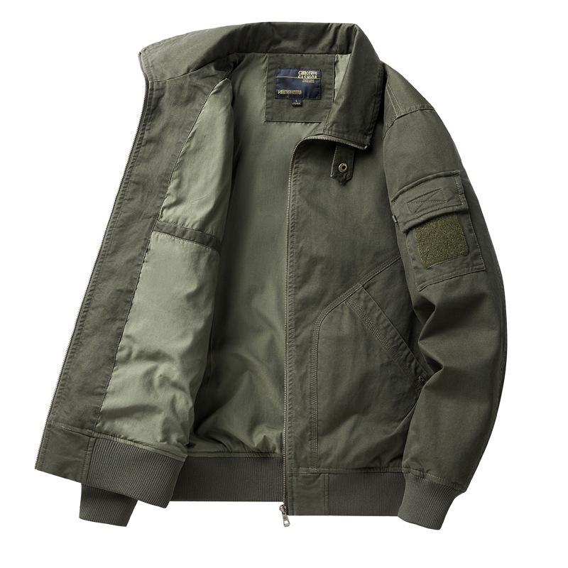 2024 Men's Casual 95% Cotton High Collar Pilot Jacket for Spring & Autumn