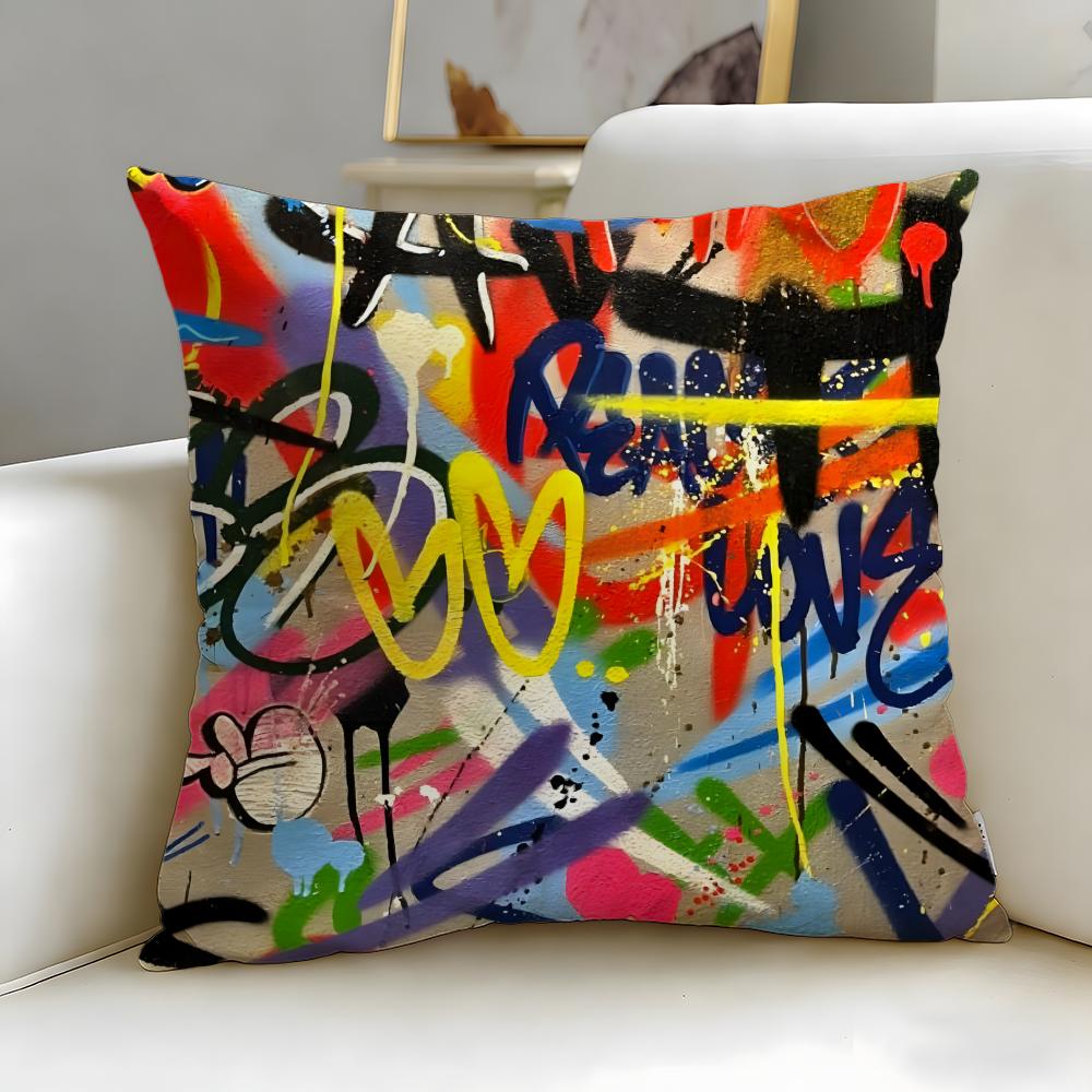 Federa Cuscino con Texture Graffiti da Strada Morbida e Facile da Lavare – Versatile Per Divano, Letto, Viaggio E Ufficio