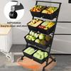 4-Tier Vegetable Storage Rack Fruit and Vegetable Basket with Rolling Wheels Fruit Basket Stand Cart for Kitchen Floor & Pantry