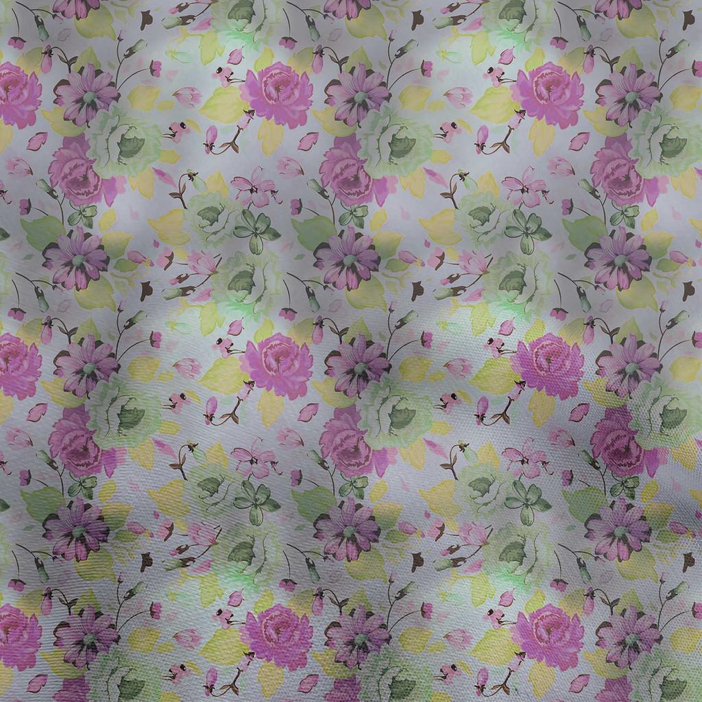 oneOone Cotton Flex Light Blue Fabric Florals Sewing Fabric By The Yard Printed Diy Clothing Sewing Supplies 40 Inch