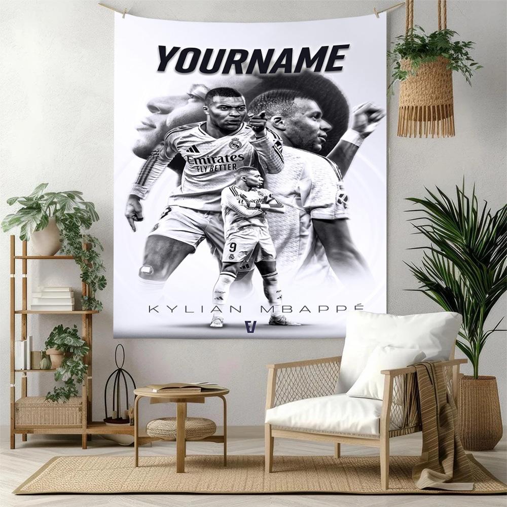 Mbappe Custom Your Name Wall Decor Tapestry Art For Pet Memorial Birthdaywedding Party Backdrop Family Gift