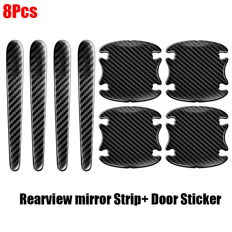 2-14Pcs Carbon Fiber Car Door Handle Bowl Scratch Protective Stickers Car Door Handle Rearview Mirror Protector Auto Accessories