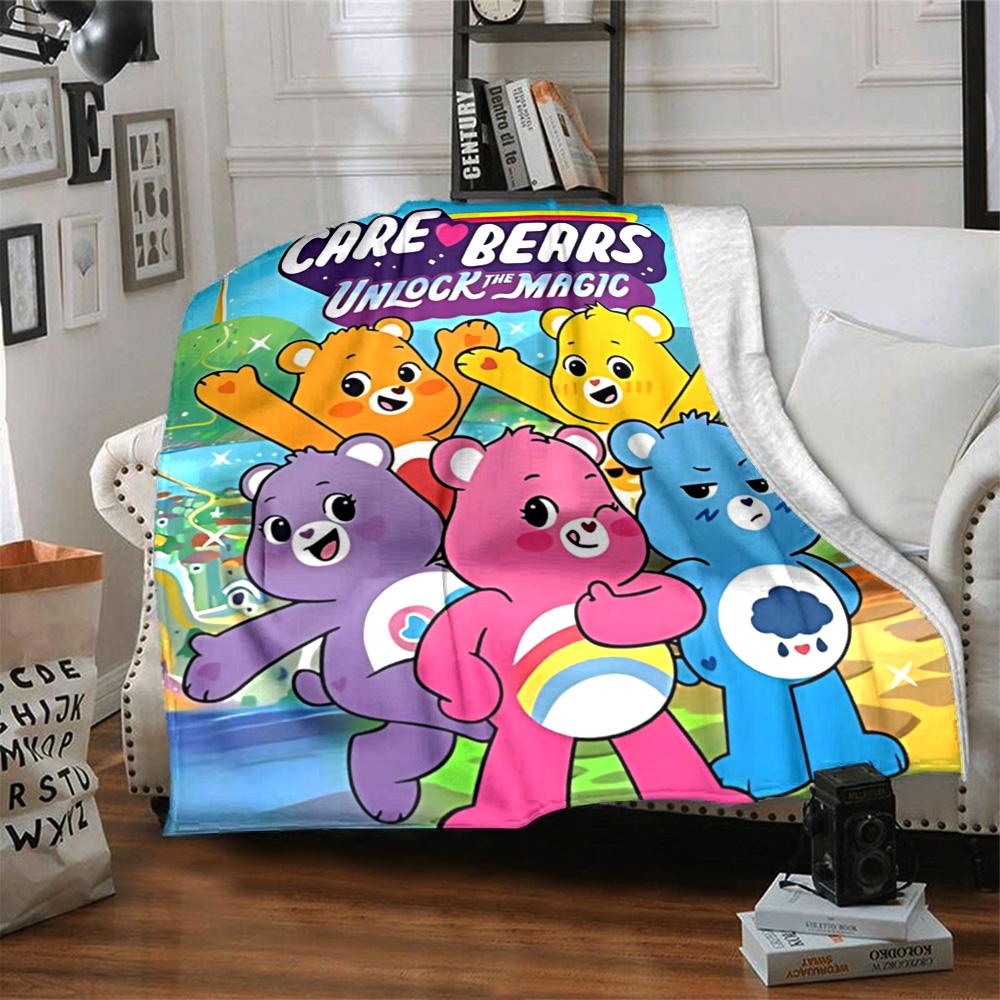 1pc Care Bears Unlock Magic Flannel Blanket for Super Soft Cute Comfort Blanket for Travel Bedding Couch Sofa Blanket Y73033