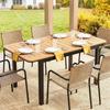 Garden Dining Table for 6, Composite Wood, Metal Frame, 127 x 70 cm, Brown