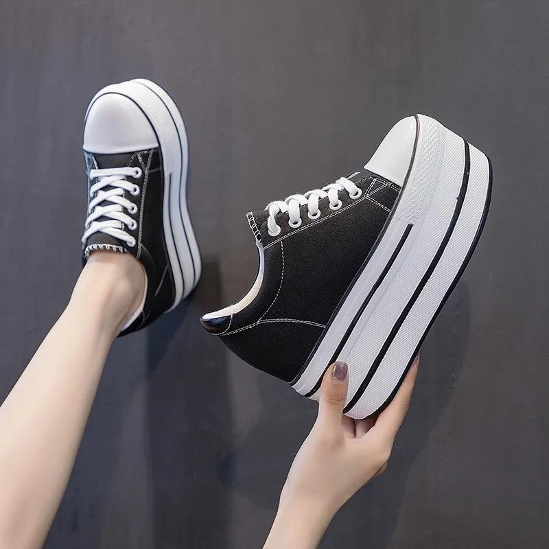 Fashion High Quality 2024 Platform Shoes Women Spring Autumn Women's Boots Fashion Canvas Shoes Breathable Women Super High Single Shoes