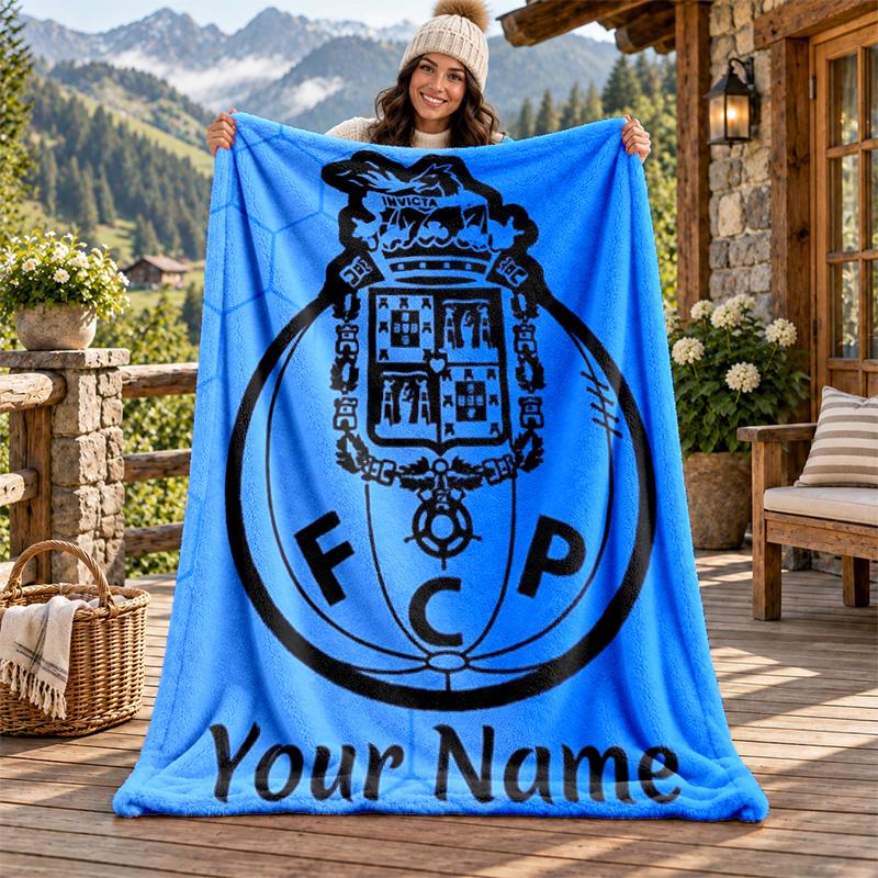 FC Porto Custom Name Flannel Blanket Personalized Soft Warm Plush Throw Blanket Customized Gift for Family Friends