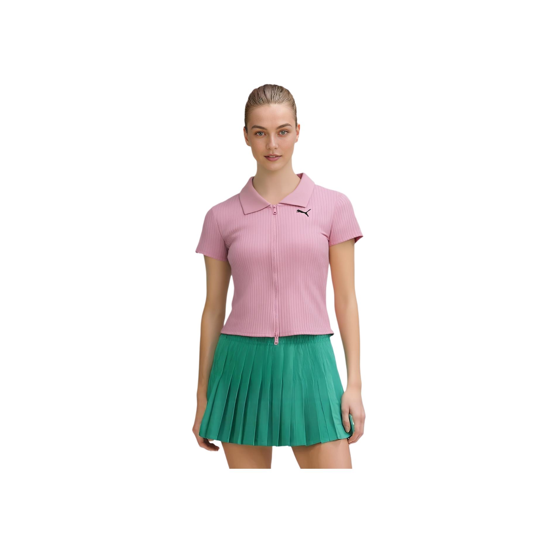 

Puma Dare To Extension Rib Logo Sports Casual Short Sleeve Polo Shirt Women tops 634779-65 M