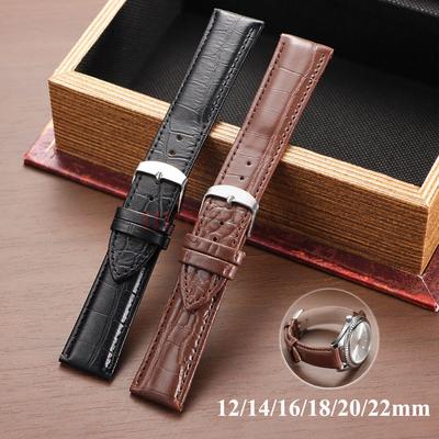 12mm 14mm 16mm 18mm 20mm 22mm Alligator Pattern Cowhide Watchband Universal Strap Steel Pin Buckle Accessories High Quality Belt