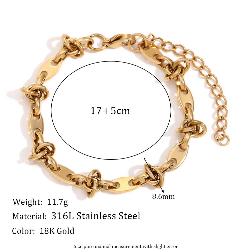 

Mamacitaslay 316L Stainless Steel Knot Oval Link Bracelet For Women Men Fashion Statement Waterproof Jewelry 2026 Trend Gift 17cm золотой
