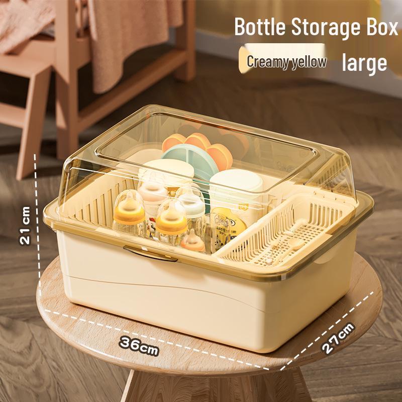 Dustproof Milk Bottle Storage Box with Lid - Baby Supplies & Toys Organizer