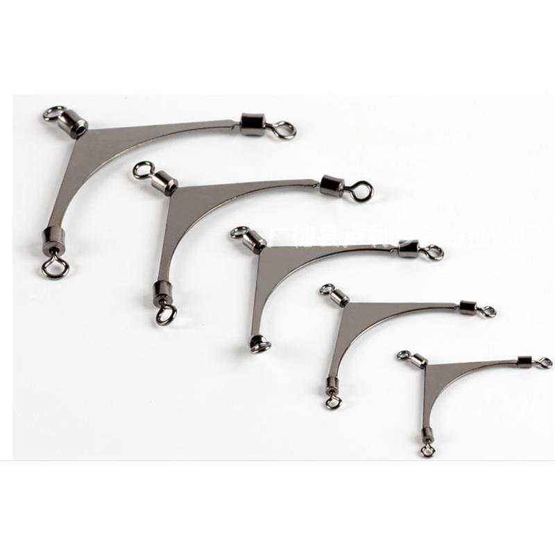 American Flat Shoulder Pole Swivel Connector: 3-Way Split Hook & Figure-8 Ring Fishing Tackle Accessory