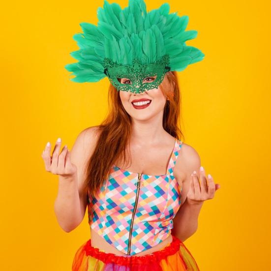 Peříčková maškarní maska pro ženy Benátská maska na půl obličeje s peřím Mardi Gras doplněk na plesovou párty