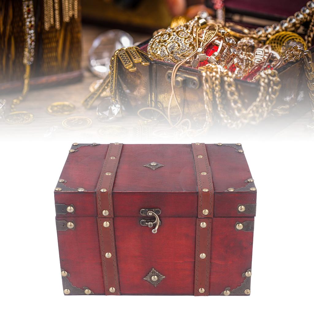 Treasure Chest Storage Box Antique Exquisite Wooden Jewelry Box for Movie Props Window Display