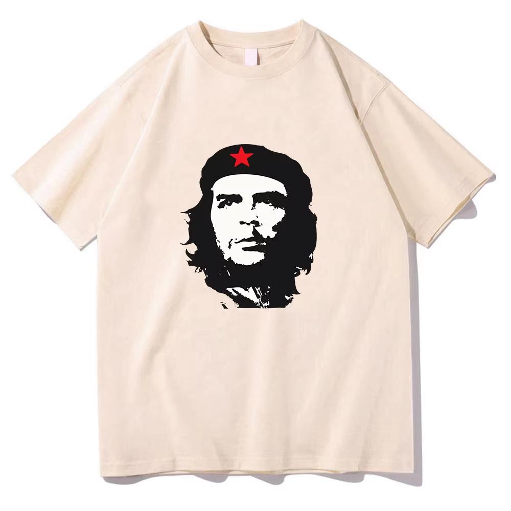 T-shirt con Stampa Ritratto Che Guevara Unisex Unisex Stile Retro Casual Cotone Manica Corta Streetwear Tee