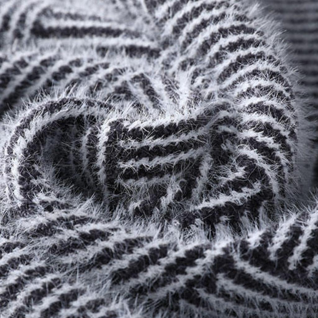 Men's Solid-color Casual Long-sleeved Semi-high-neck Knitted Sweater, Men's Loose Texture Printed Thickened Warm Pullover Sweater