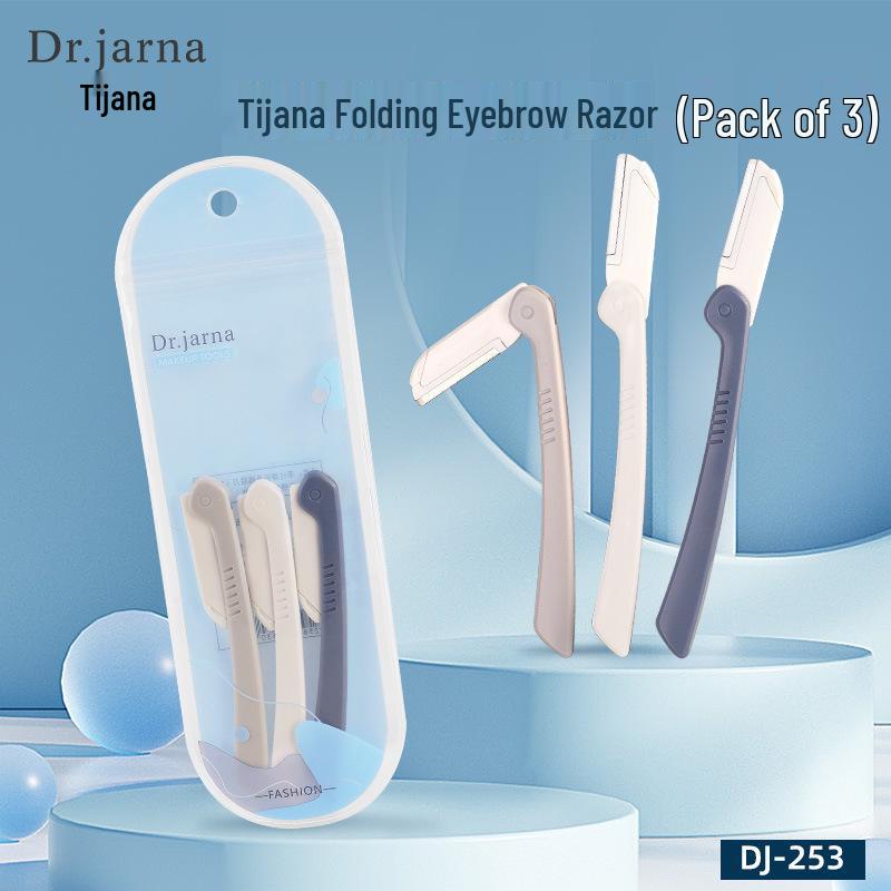 

Tijuana 3-Piece Beginner-Safe Folding Eyebrow Razor, Sharp & Anti-Scratch, DJ-253