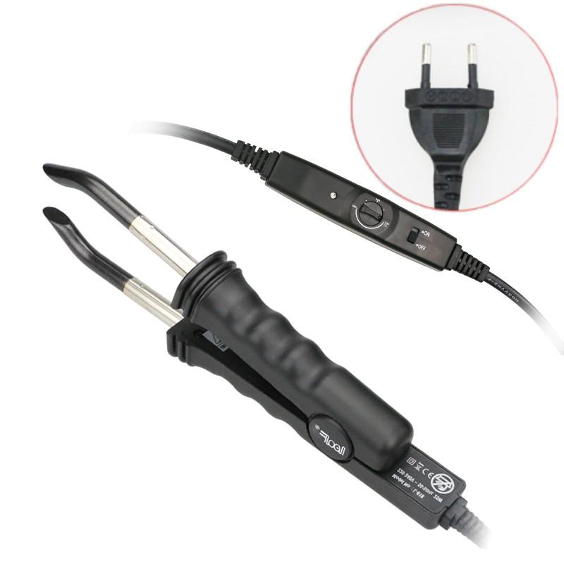 Żelazko do przedłużania włosów ze stałą temperaturą, łączenie keratynowe, zgrzewarka termiczna, narzędzia do stylizacji i pielęgnacji włosów, kolor różowy i czarny