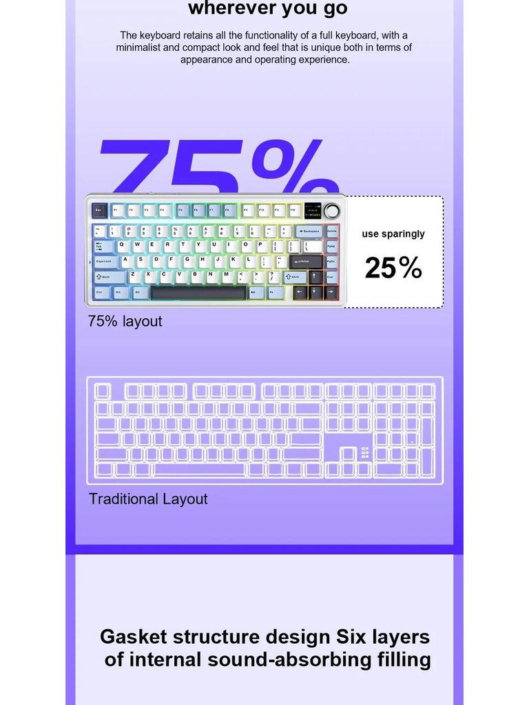 Wolfspider F75max Tri-Mode Wireless RGB Mechanical Gaming Keyboard with Customization and Side Engraving.