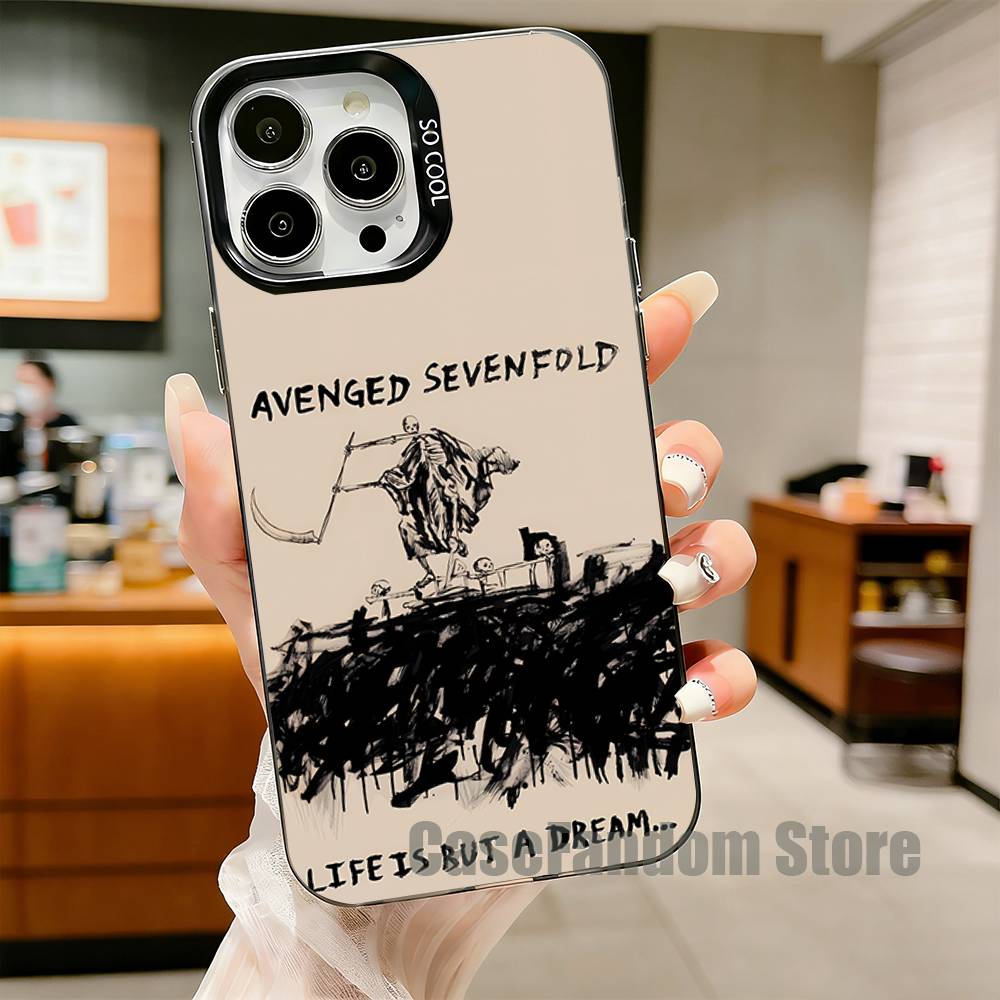 Band A-Avenged S-Sevenfold For iPhone 17,16,15,14,13,12,11,Pro,MAX,Plus Black Shockproof Candy Matte Cover
