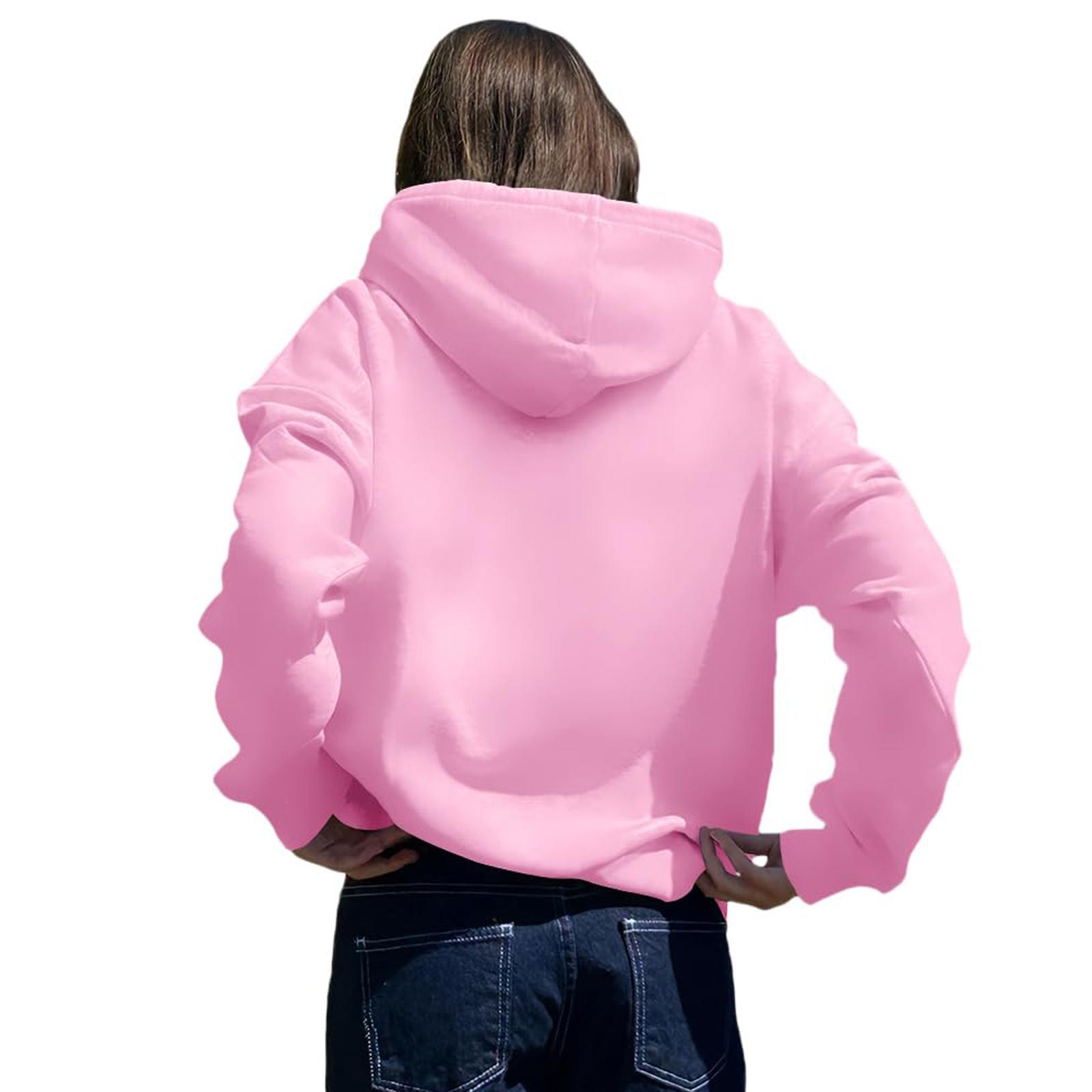 

Женская модная повседневная толстовка с длинным рукавом и круглым вырезом, пуловер, топ с карманами XL розовый