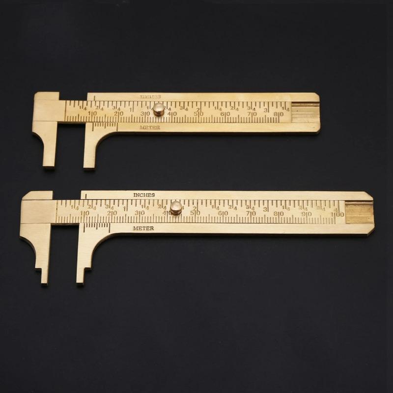 1pc Brass Vernier Caliper, Dual Scale MM & Inch for Precision Measurement, 0.02mm Accurate Tool for Machinist Jeweler