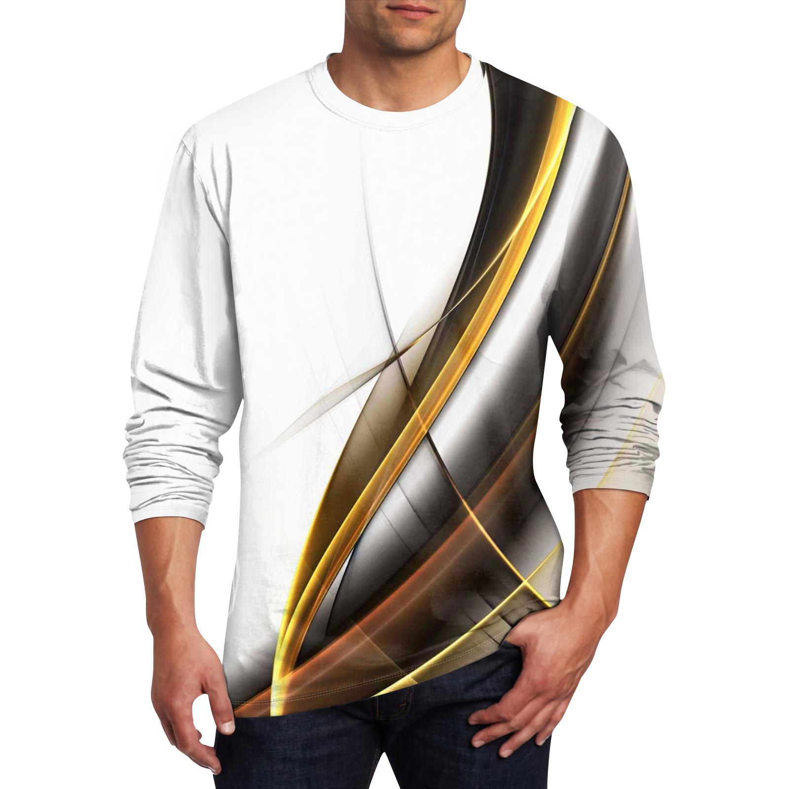 

Чоловіча футболка Одяг з круглим вирізом Одяг Відкритий одяг з довгими рукавами Модний дизайнер Вінтаж XXXXL золотий