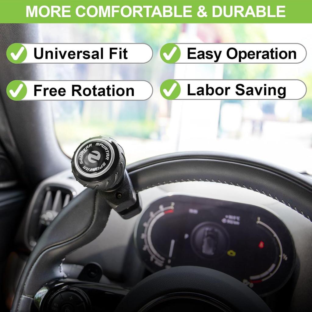 Spurtar Steering Wheel Knob, Universal Car Suicide Knob Power Handle Spinner Fit For Steering Wheel, Cars, Semi Truck, Forklifts, Tractors, Boat, And