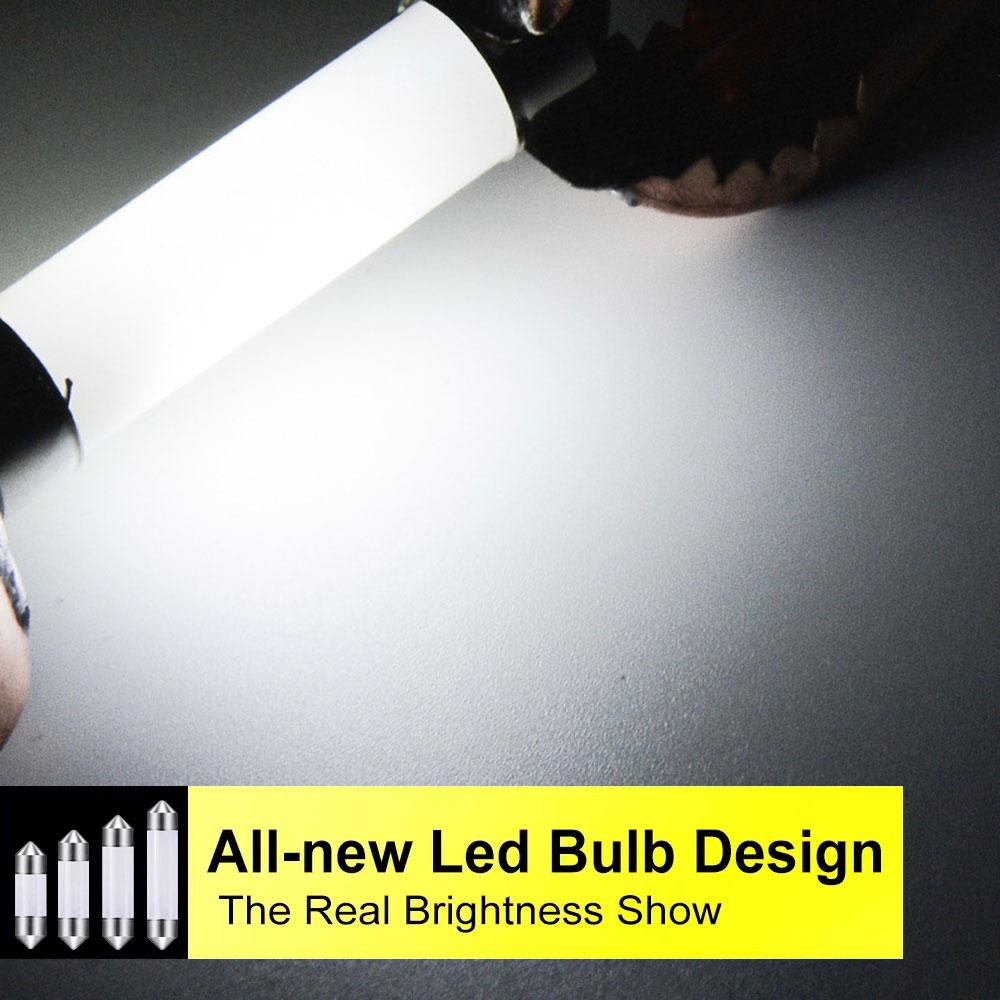 4/10 PCS C5W Festoon 31mm 36mm 39mm 41mm LED Bulbs COB 12V 6000K White Car Interior Dome Maps Reading Trunk License Plate Lights Dome Lights 6