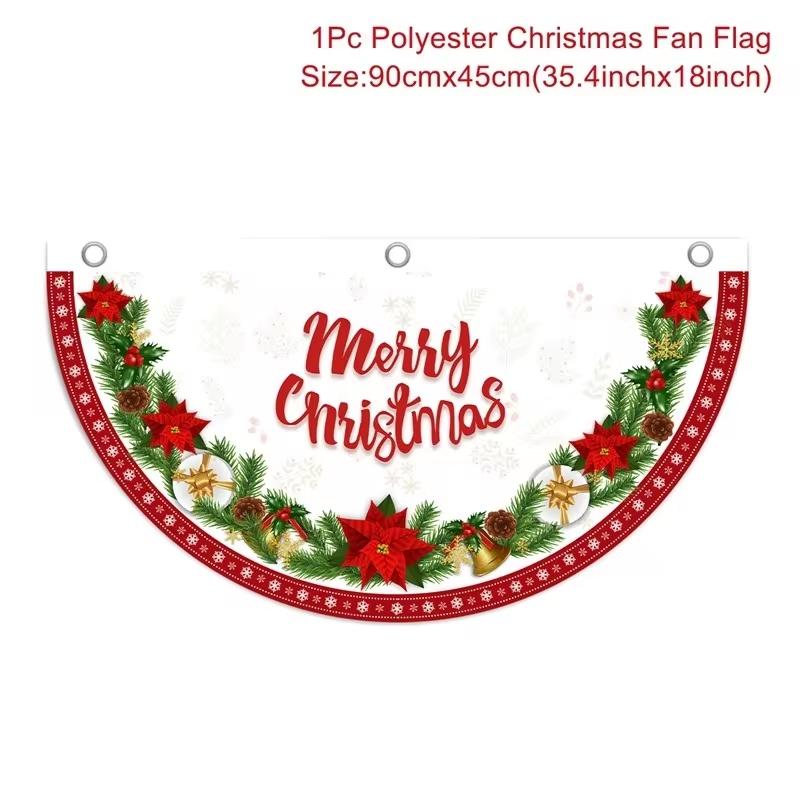 Christmas Fan-shaped Flag Banner Christmas Decor for Home 2026 Christmas Ornament Xmas Navidad Natal Noel Gifts New Year 2026
