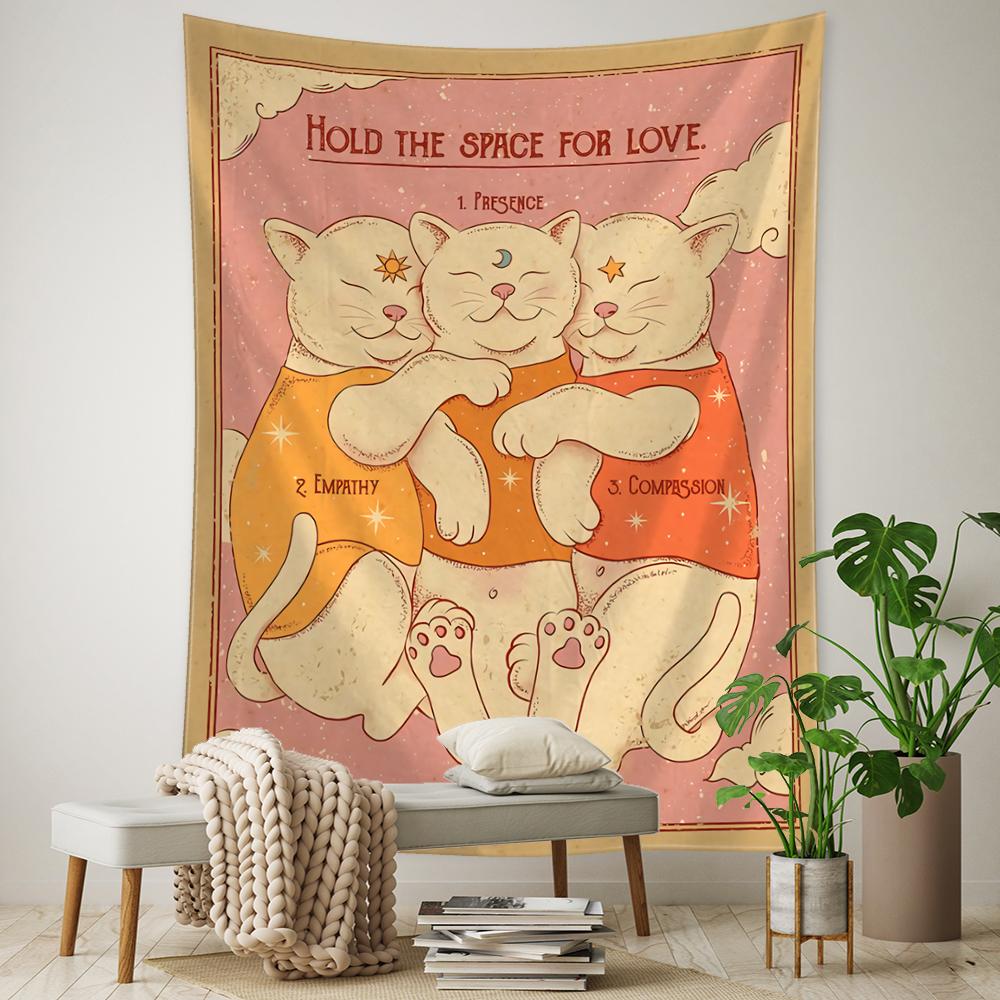 Tarot Cat Paws Tapestry Wall Hanging Psychedelic Bohemian Style Home Hippie Witchcraft Girls Dorm Decor
