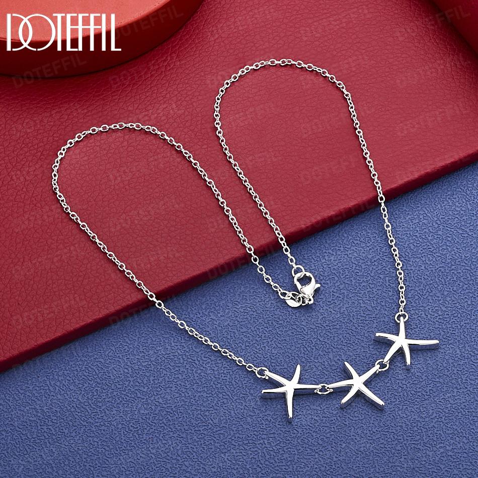 925 Sterling Silver 18 Inch Star Fashion Necklace Wedding Jewelry 45cm