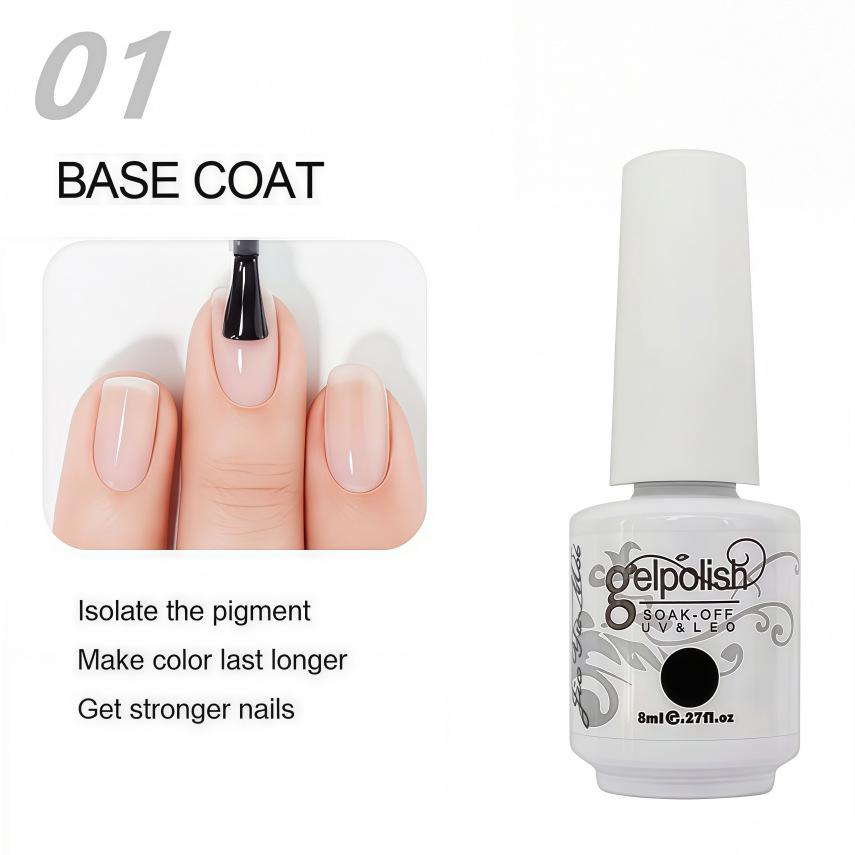 Amber Gel Polish Set: Gel Polish Manicure Kit with Whitening, Base Coat, and Sealer.