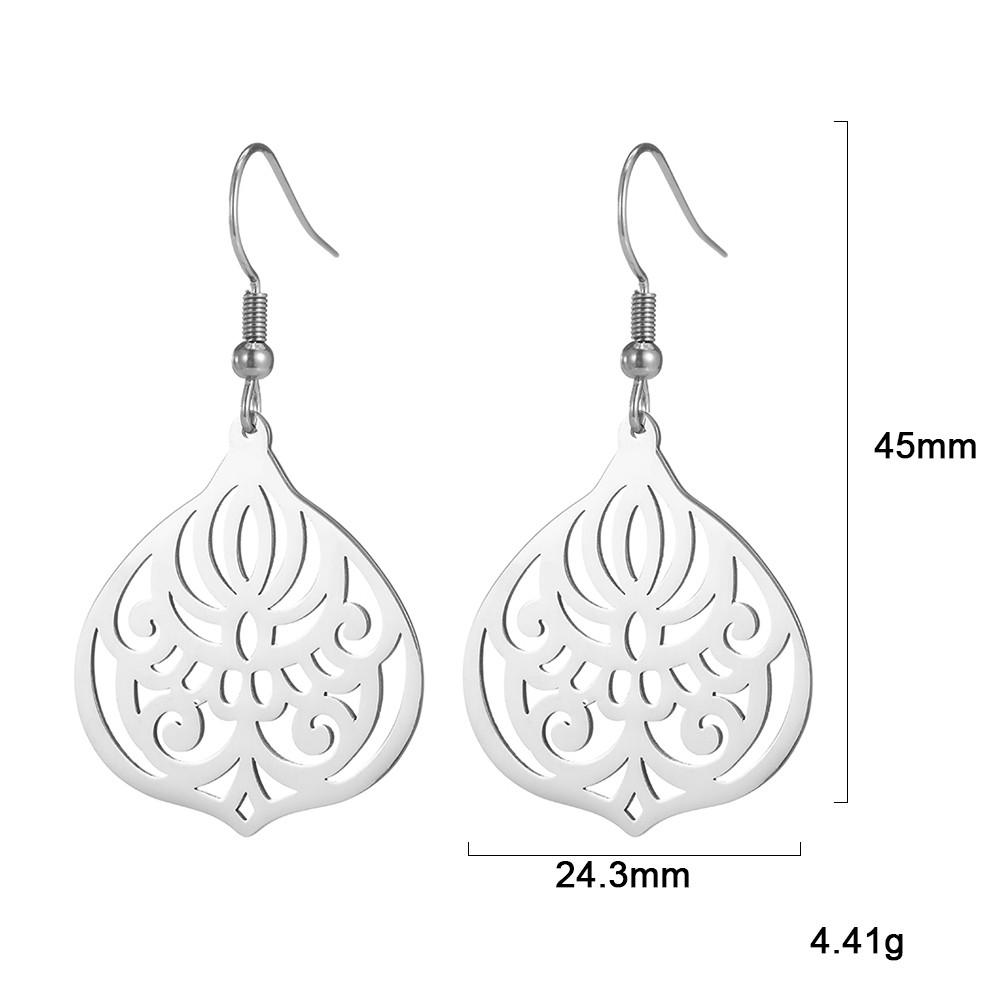 Filigree Dangle Drop Earrings Bohemian Stainless Steel Black Gold Hollow Vintage Pendant Earrings for Woman Gifts