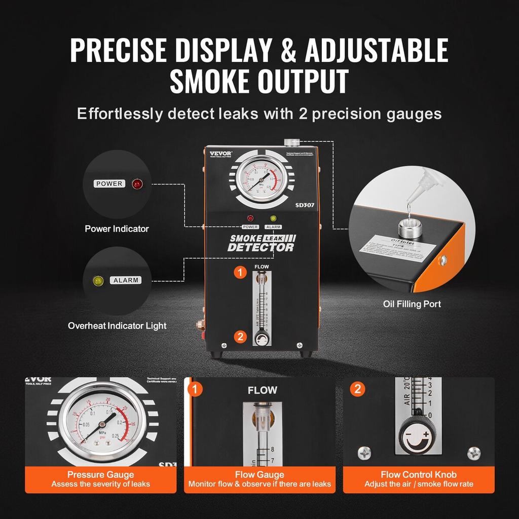 Automotive Smoke Machine Leak Detector EVAP Leak Tester Built-in Air Pump