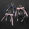 Minimalist Sweet Girl Style Handmade Beaded Faux Pearl Multicolor Ribbon Bow Keychain Charm