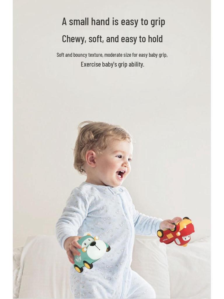 Children's Inertia Toy: Soft Rubber Dinosaur Car - Chewable, Fall-Resistant, Vinyl Animal Design