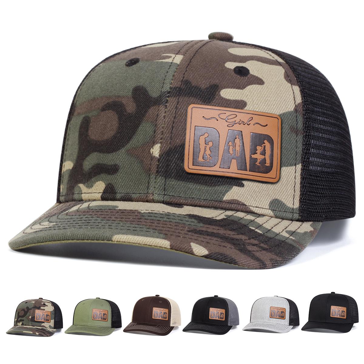 

Unisex DAD Letter Brown Leather Label Baseball Net Caps Adjustable Casual Hats Spring and Summer Outdoor Sunscreen Hat сірий