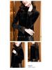 Elegant Black Velvet Top: Stand Collar, Silk Mesh Sleeves, Versatile Women's Base Shirt