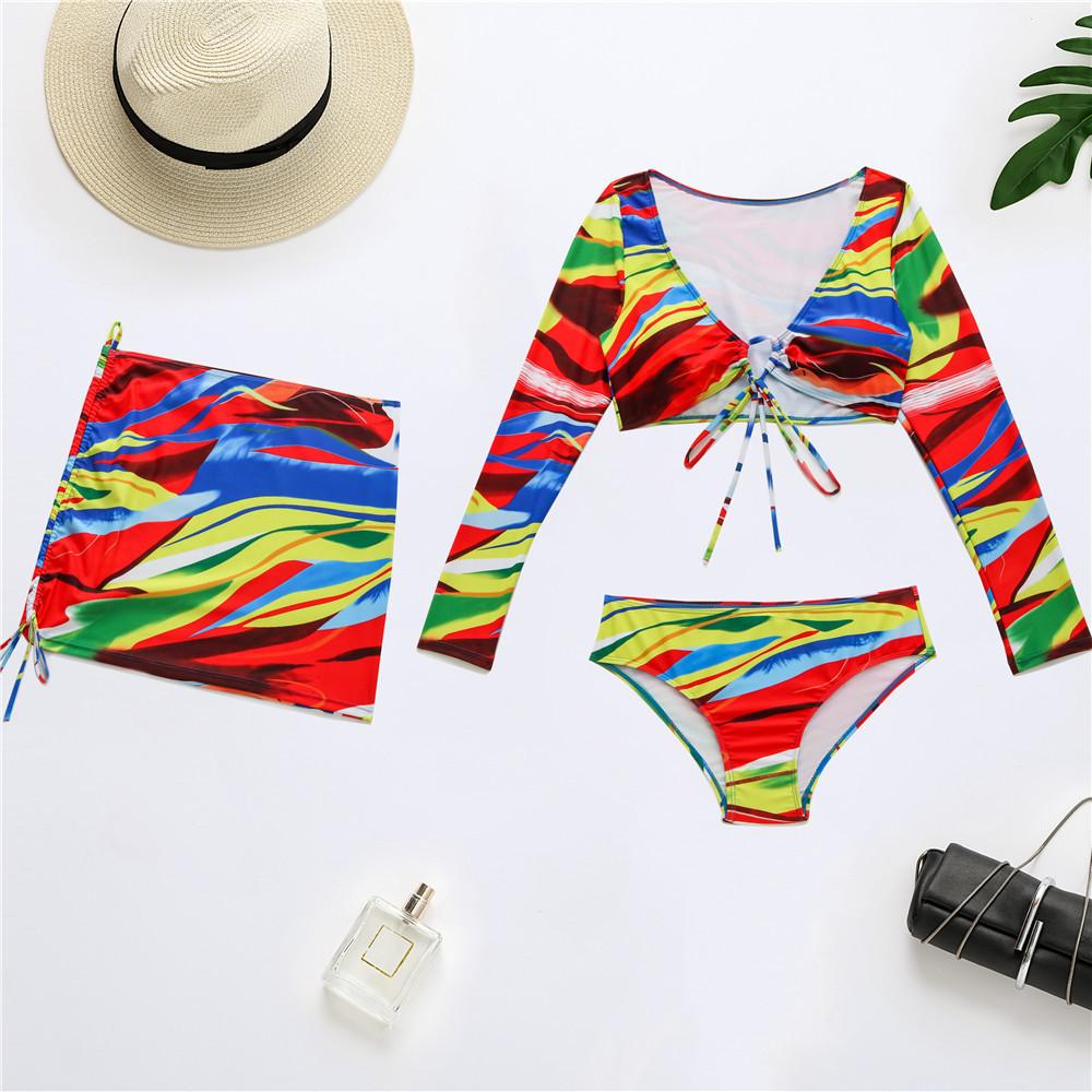 Bikini with Skirt Halter Swimwear 3 Piece Sets Women's Swimsuit Bathing Suit Beachwear