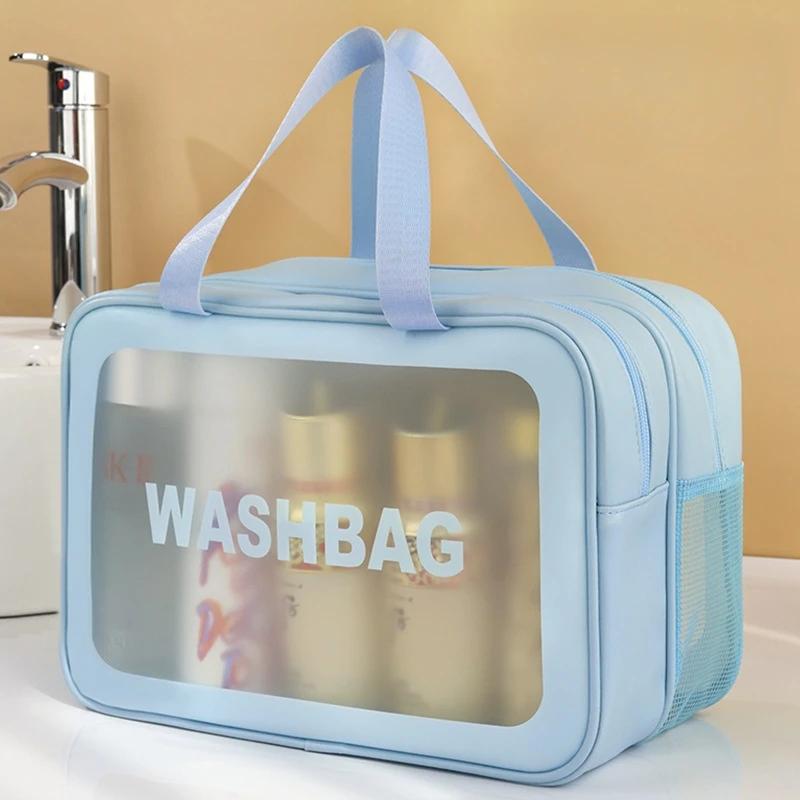 

Large Capacity Transparent Dry Wet Separation Double-layer Wash Bag Organizer for Swimming Fitness Toiletries Cosmetics Storage 26X15X15CM