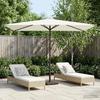 Guarda-sol de Jardim com Base 200 x 300 cm Poliéster Retangular Creme