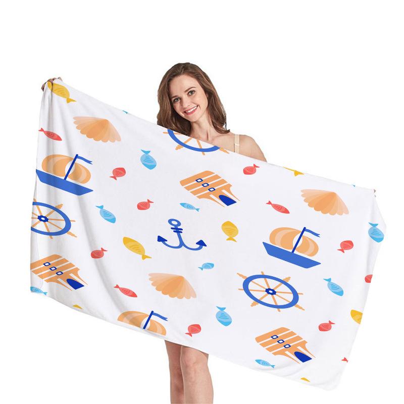 Ocean Element Design digital-printed polyester Superfine fiber double-sided fleece Beach vacation bath towel, beach towel 70x140CM&1pc